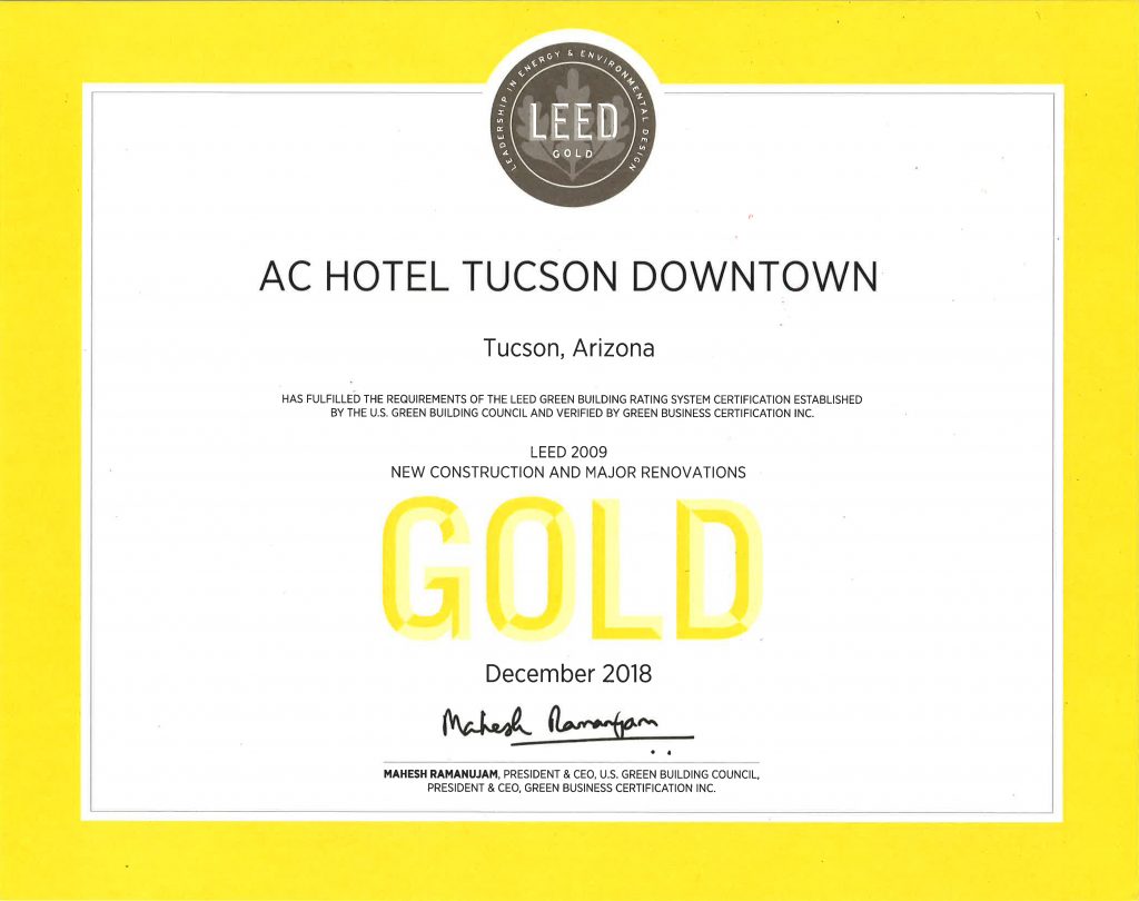 Image of AC Hotel Tucson Downtown LEED Gold Certificate